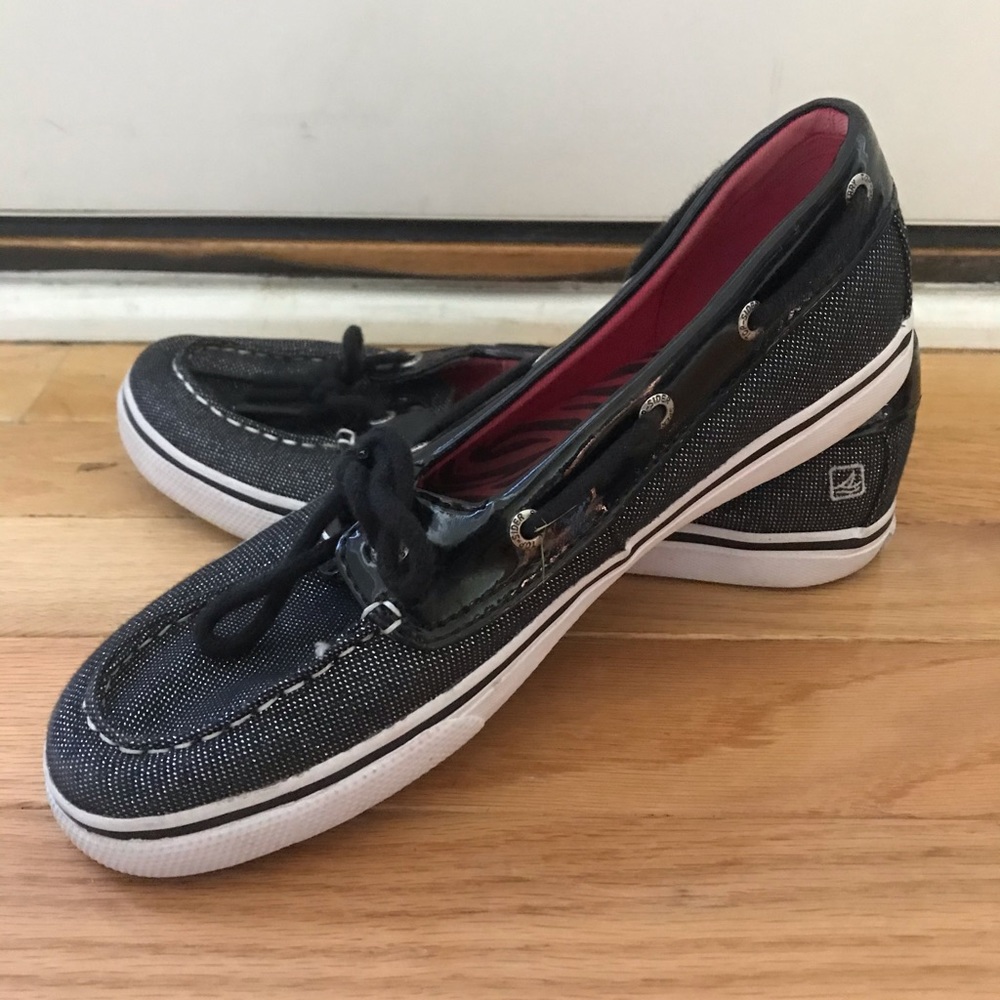Black Sparkly Slip-On Sperrys